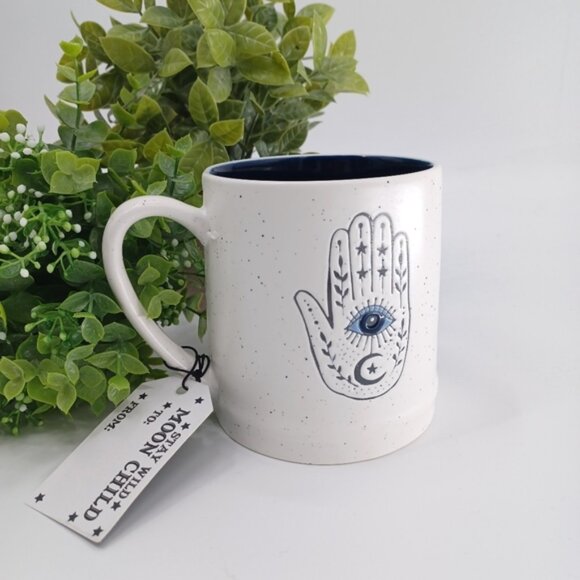 Stay Wild Moon Child Coffee Tea Mug | Ivory with Blue Details | Ceramic - Picture 1 of 10